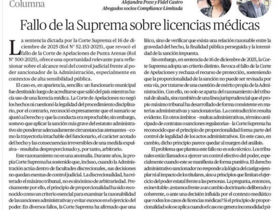 Proporcionalidad y control judicial en tiempos de escándalo: a propósito del fallo de la Corte Suprema sobre licencias médicas.
